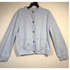 Vineyard Vines Sweater Girls Medium 12-14 Light Blue Excellent Striped Cardigan